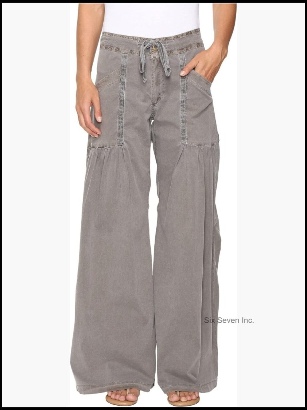 Wide Leg Stretch Poplin Pant with Front Pleats